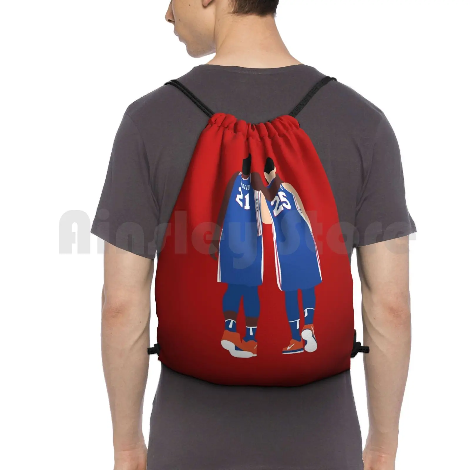 Ben Simmons And Joel Embiid Backpack Drawstring Bag Riding Climbing Gym Bag Ben Simmons Joel Joel Embiid Trust The Process