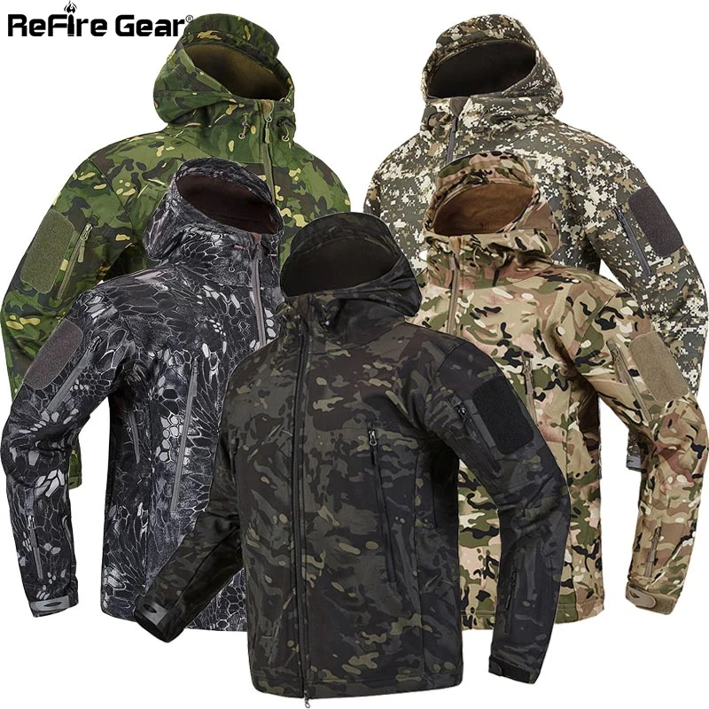 

ReFire Gear Waterproof Lurker Shark Military Tactical Jacket Warm Windbreaker Hooded Coat Windbreaker US Army Hunt Clothes