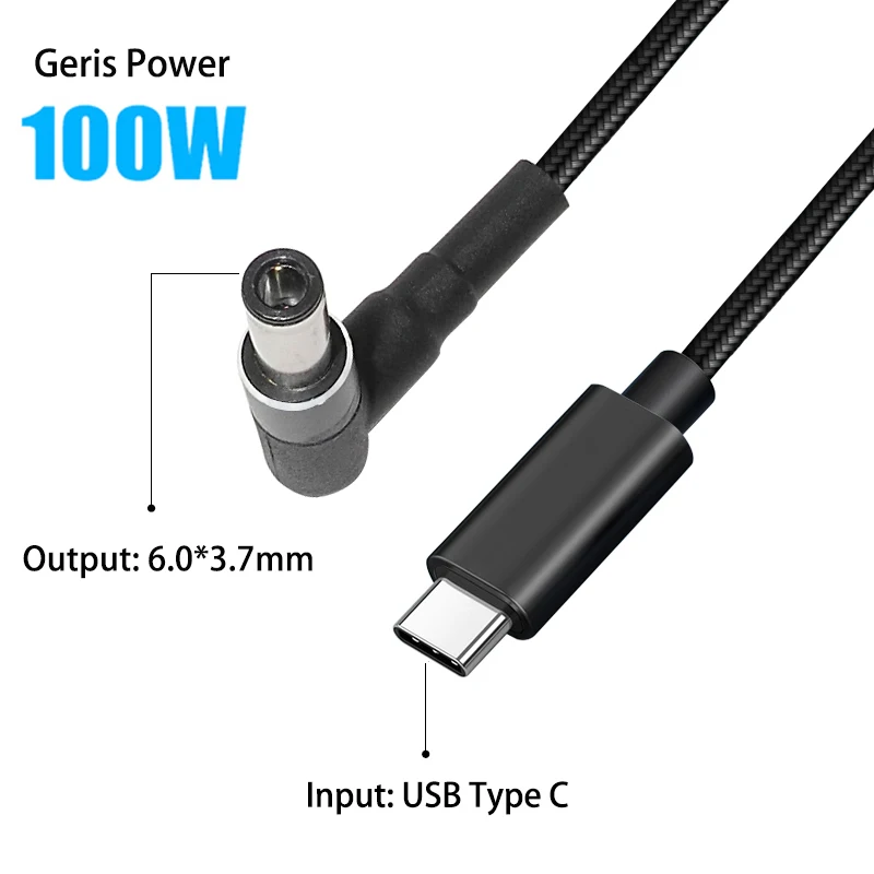 100W USB Type C to 6.0x3.7mm Male Plug Converter Dual E-Mark Chips USB C PD Charging Cable Cord for AsusTUF Gaming