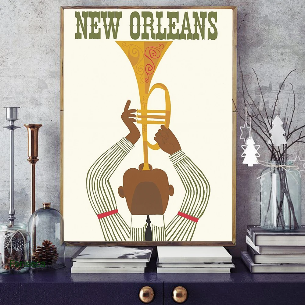 Famous City Travel Poster Cartoon Mexico Montreal New Orleans Landscape Canvas Painting Wall Art Pictures For Living Room Decor