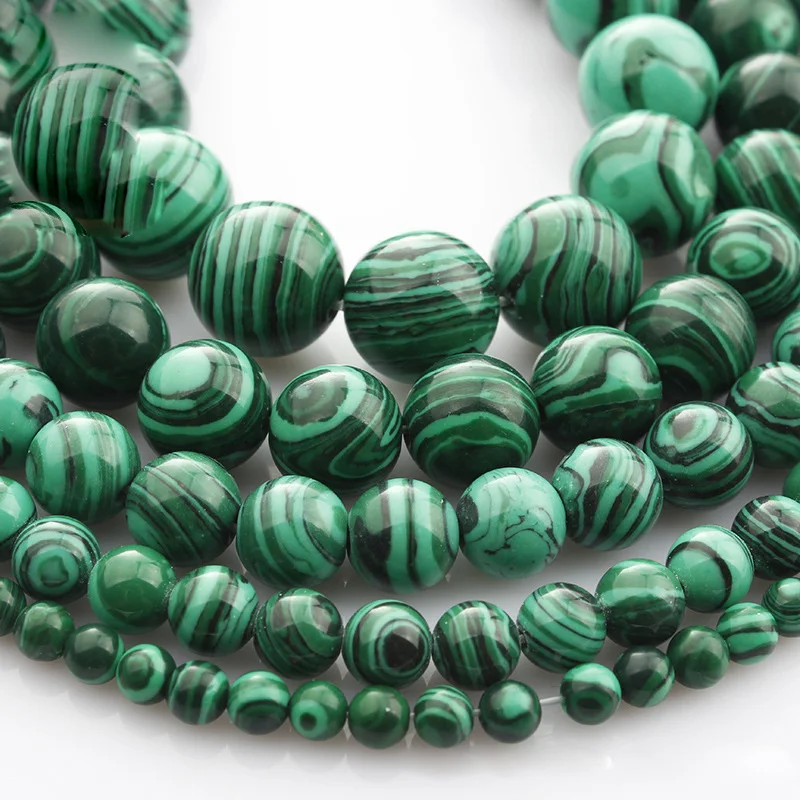 

15"(38cm) Strand Round Green Malachite Stone Rocks 4mm 6mm 8mm 10mm 12mm Beads lot for Jewelry Making DIY Bracelet Findings