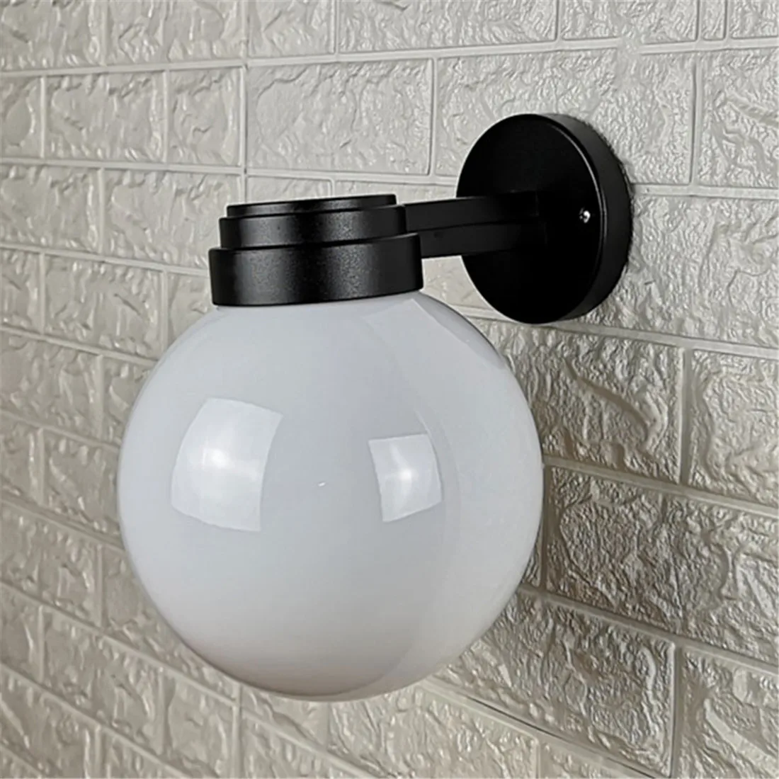 Indoor Outdoor Wall Light with White or Clear Acrylic Globe Shade for Entryway Porch Patio Exterior E27 Base Socket Wall Lantern