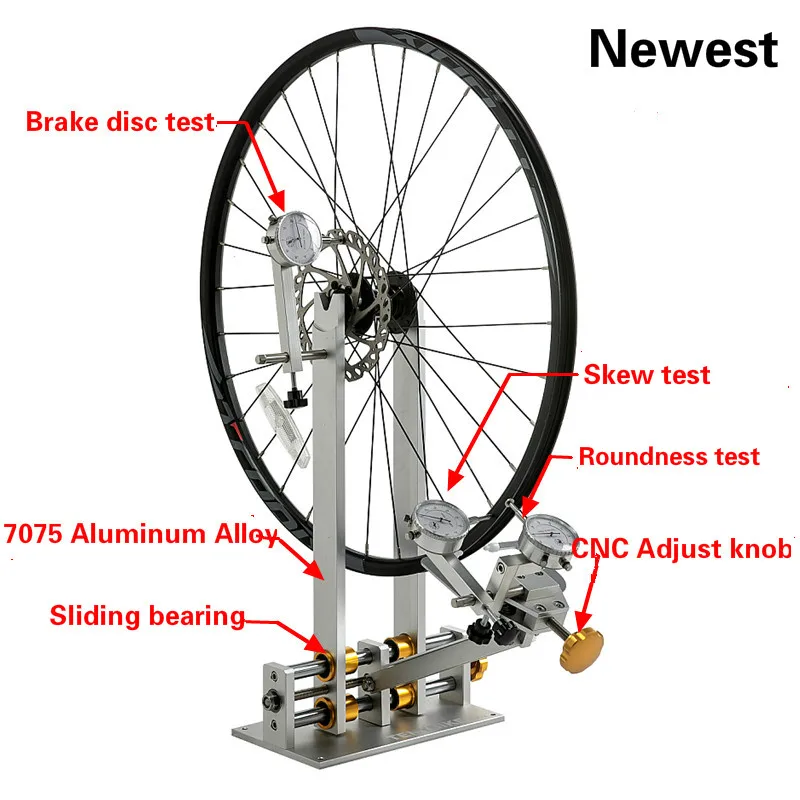 RRSKIT Professioneller Fahrradrad-Zentrierständer mit Einstellfelgen, Messuhr und Messgerät-Set, MTB, Rennrad, Rad-Reparatur-Werkzeug – Detail 4