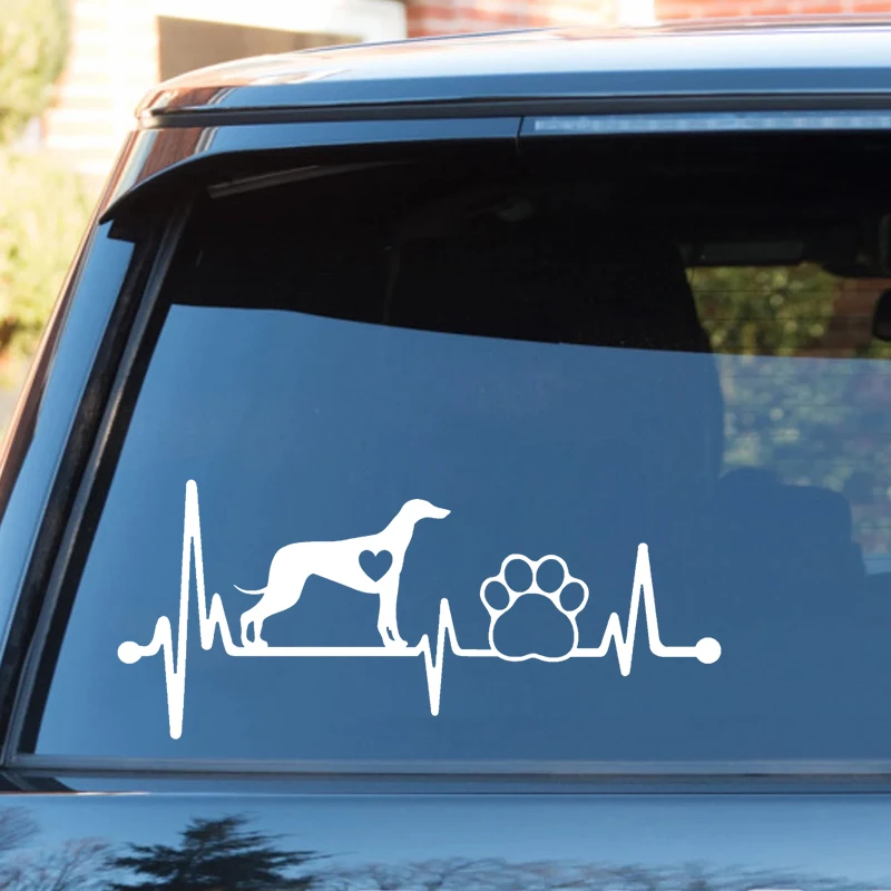 Greyhound Heartbeat Lifeline Paw Die-Cut Vinyl Decal Car Sticker Waterproof Auto Decors on Car Body Bumper Rear Window #S60364