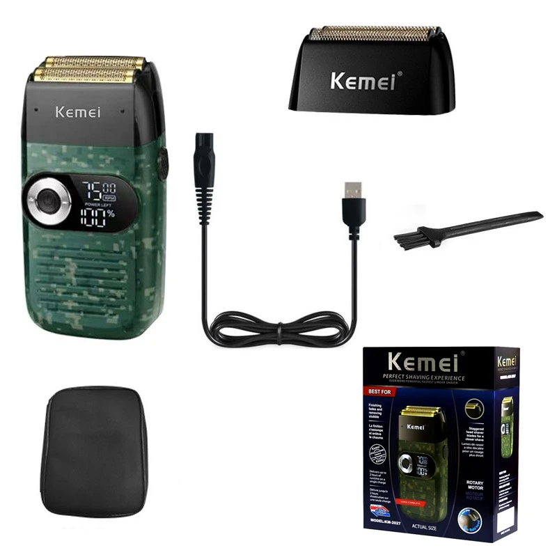 Kemei barber Pro hair electric shaver for men three speed motor beard wet dry electric razor washable bald head shaving machine