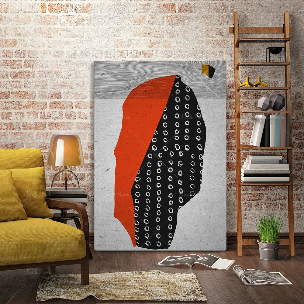 Abstract Figure with a Heart, Africa my Love, Modern Minimalist Ethnic Diptych, African Ethno Motive Wall Art Set, Red Black