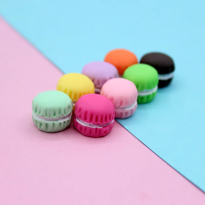 

8pcs 15*11mm 3D Mini Dessert Macarons Resin Charms Pendants Colorful Hamburger For DIY Earring Finding Jewelry Hair Accessories