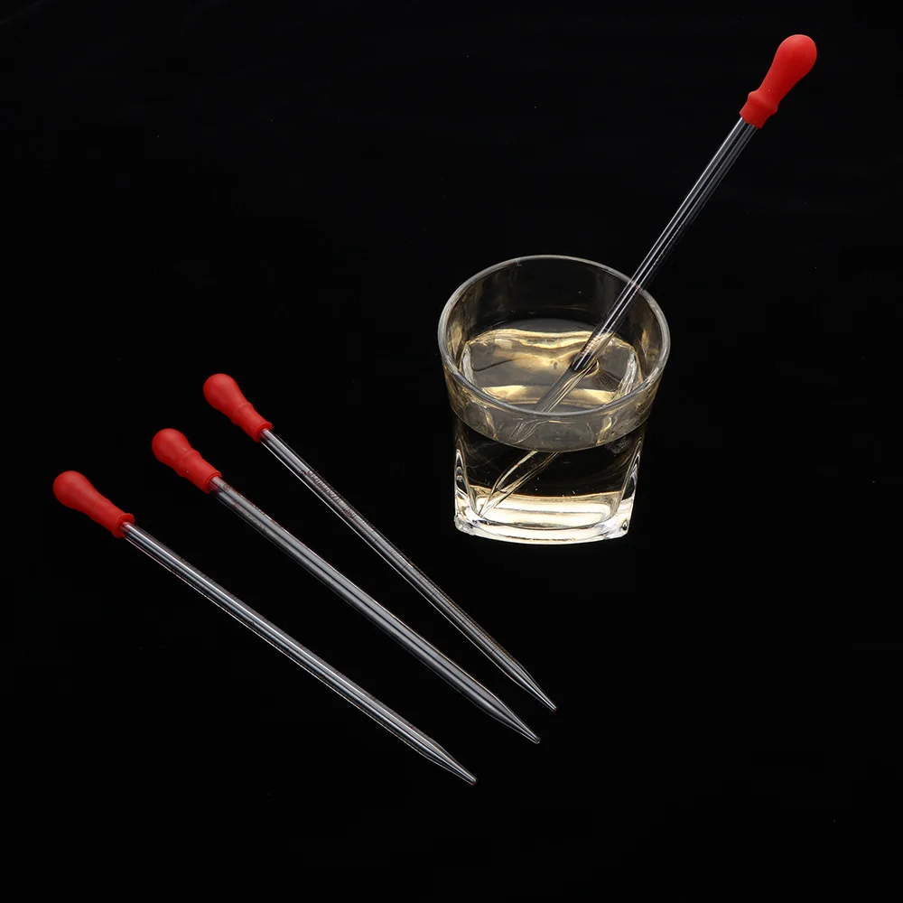 Glass Dropper Red Rubber Head Transparent With Scale Line Graduated Pipettes Liquid Transfer Test Tubes Lab Scale Supplies