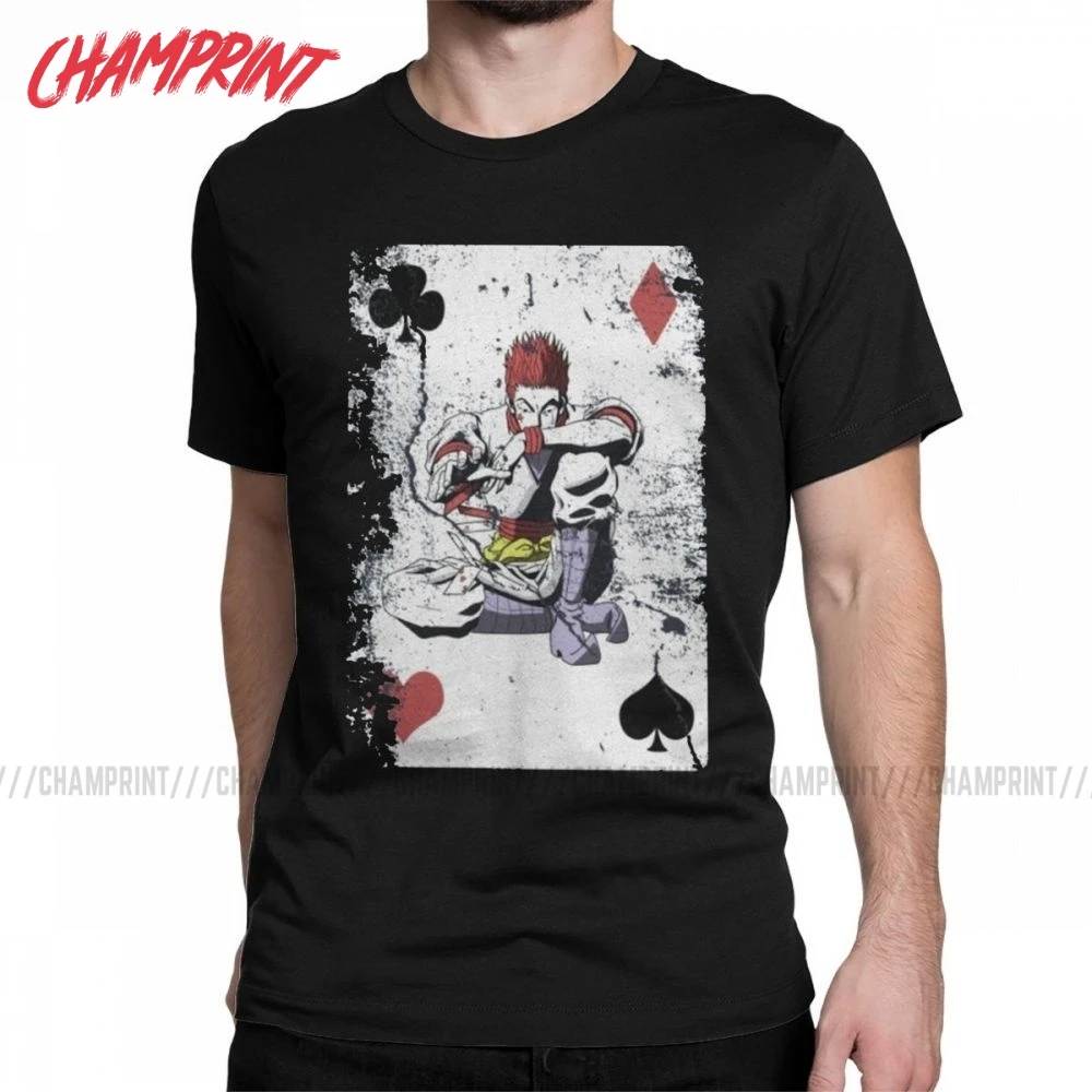 HXH Hisoka Playing Card Men's T Shirts Awesome Tees Short Sleeve Round Collar T-Shirt Cotton Gift Idea Tops