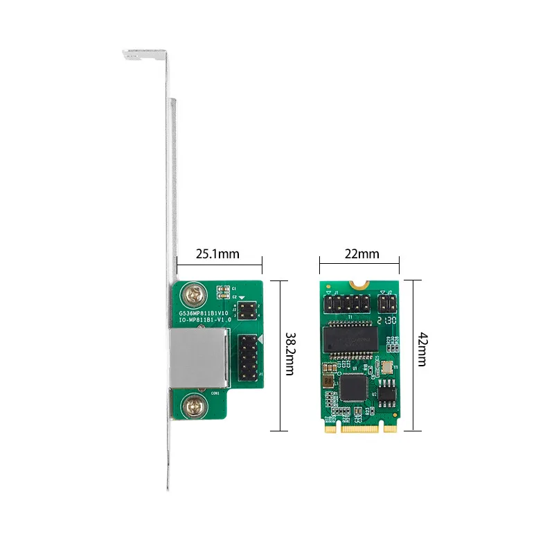 Kartu Jaringan 2.5G M2 Ke RJ45 1 Port 2500Mbps M.2 B Kunci M Kunci untuk PCIe 2.5Gb Kartu Ethernet Kartu Pengendali LAN untuk Chip Intel I225