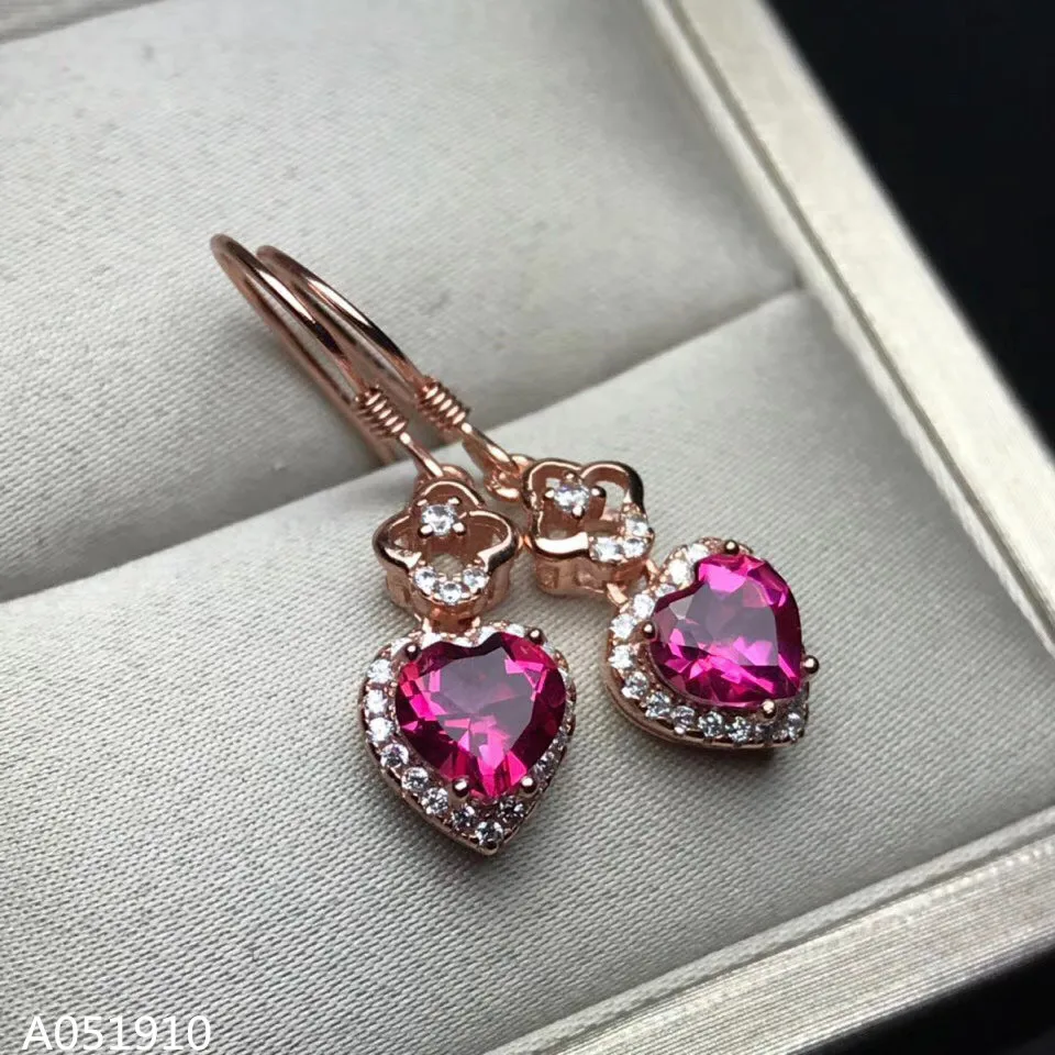 

KJJEAXCMY boutique jewelry 925 sterling silver inlaid natural pink Topaz female models luxury earrings support detection fashion