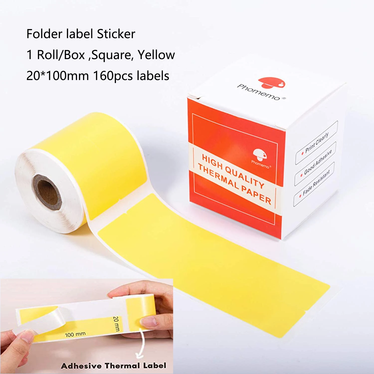 M110/M200 Printer Self-Adhesive Square Round Paper Roll Tag Multi-Purpose Square Self-Adhesive Label, Black on White for Phomemo