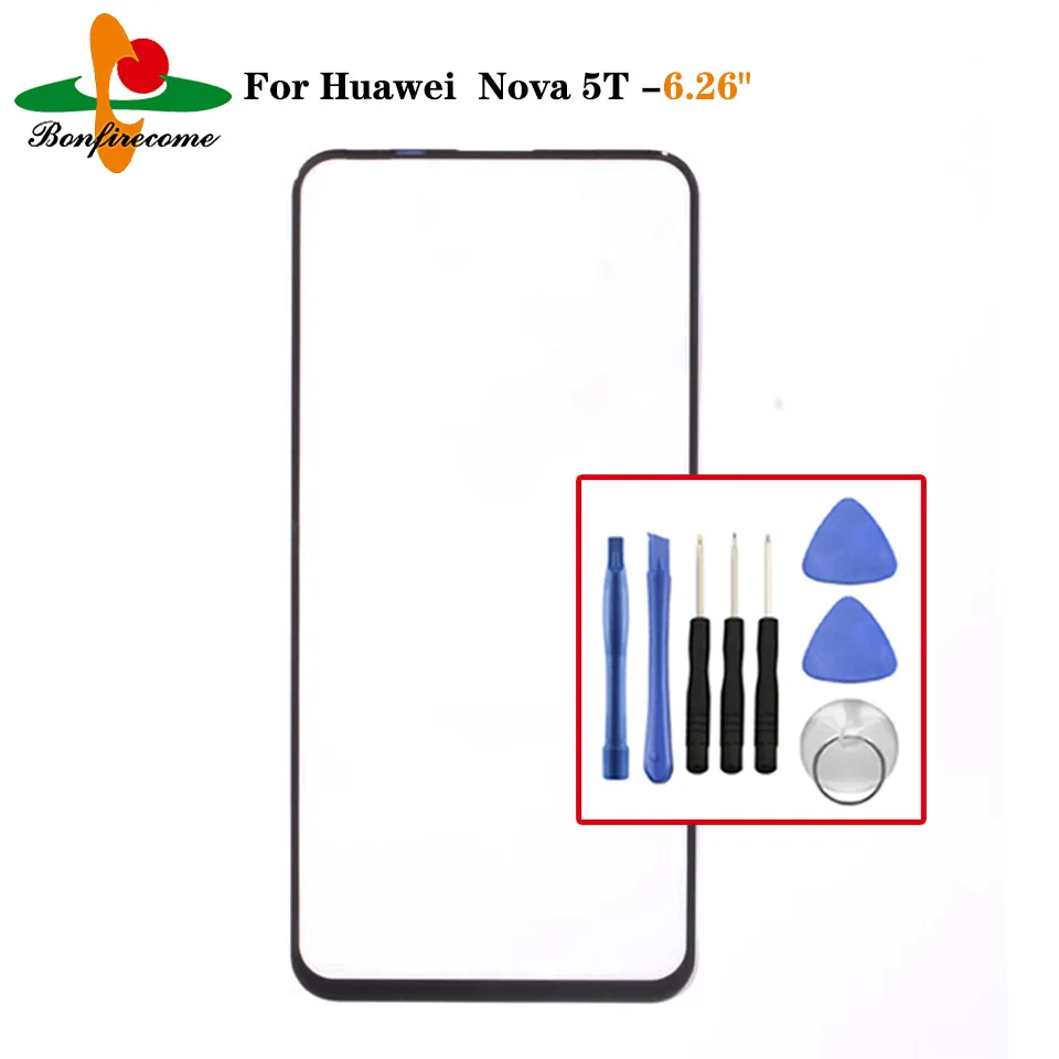 Outer Screen For Huawei Nova 5T YAL-L21 Front Touch screen Panel LCD Display Outer Screen Glass Cover Lens Replacement