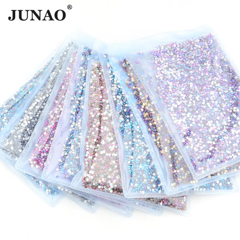 JUNAO Wholesale 100 Gross SS6 8 10 12 16 20 30 Light Peach Color Glitter Nail Art Rhinestones Bulk Non Hotfix Flatback Strass