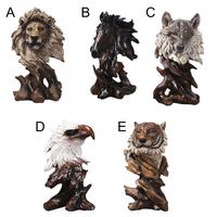 1pcs Animals Figure Realistic Resin Eagle Wolf Tiger Lion Horse Animals Head Sculpture for Home Office Living Room Decoration