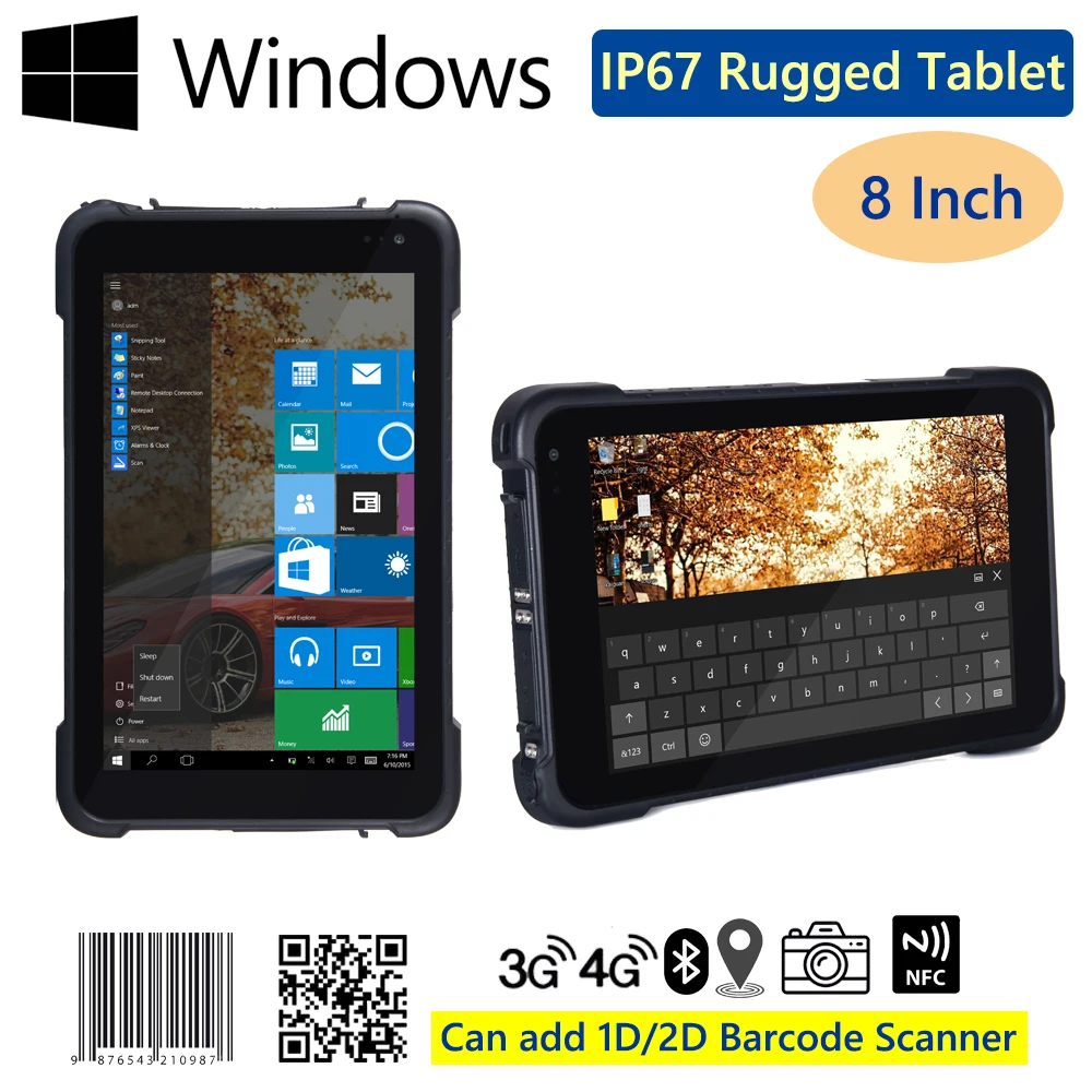 8 Inch Rugged Industrial Tablet PC With Barcode Scanner Windows 10 Handheld Mobile Computer Waterproof IP67 GPS 8500mAH