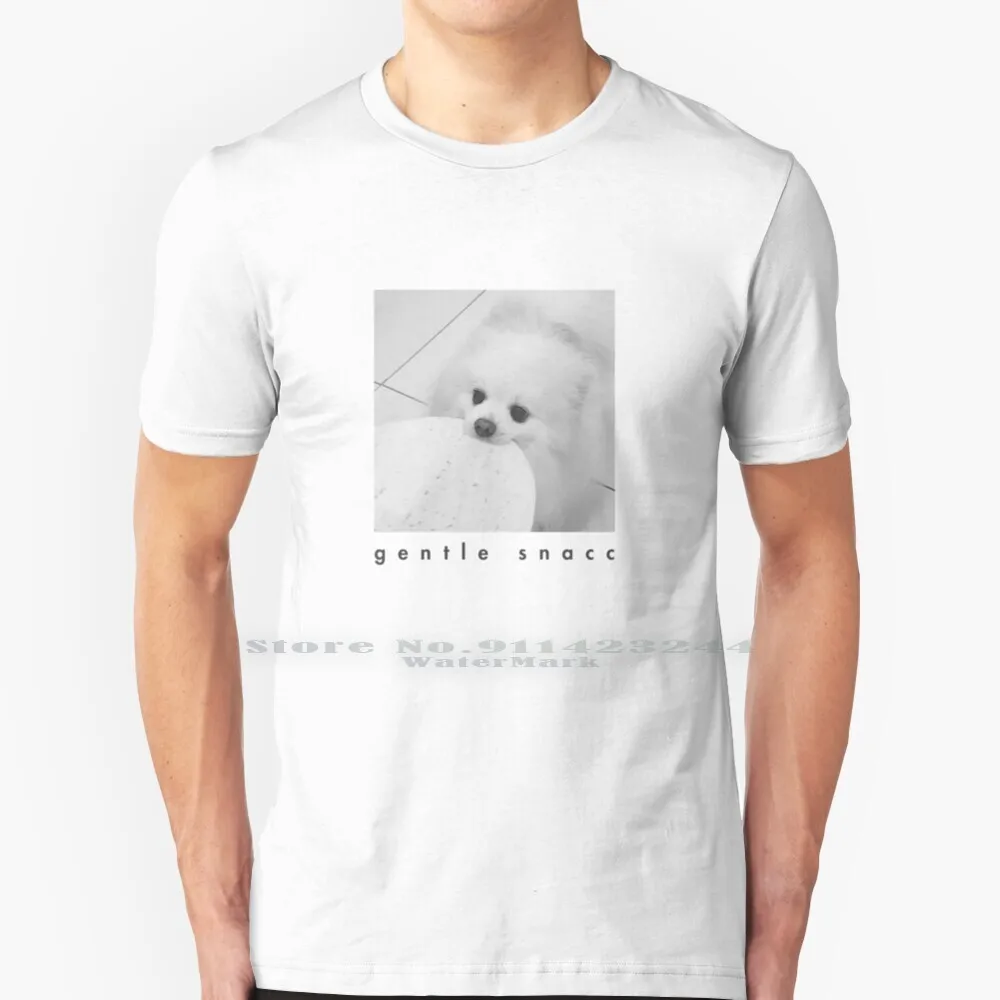 Gentle Snacc Tortilla Dog-Black Text T Shirt Cotton 6XL Dog White Pomeranian Gentle Snacc Cute Tortilla