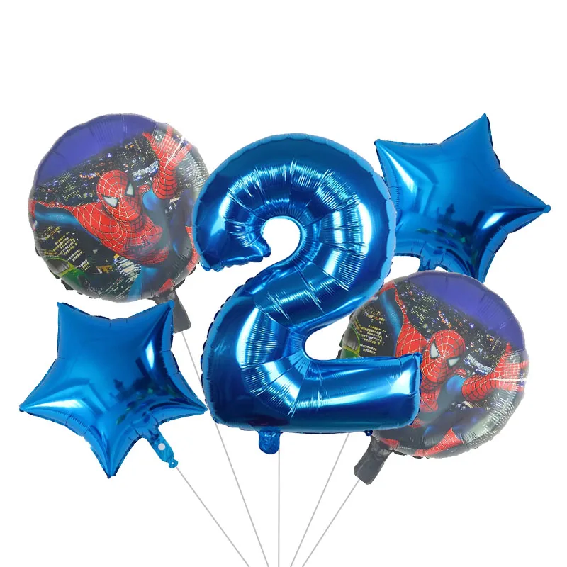 5pcs Spiderman Super Hero Foil Balloons 1 2 3 4 5 6th Birthday Theme Party Decoration 30inch Number Balloon Kids Toy Air Globos