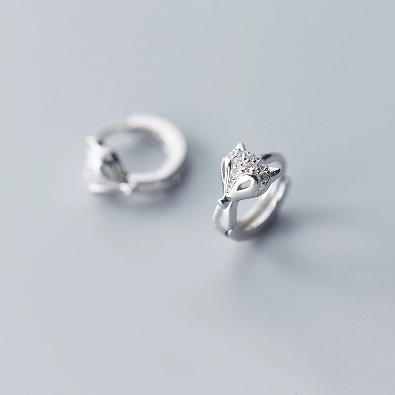 أقراط طارة ثعالب فضة إسترليني للنساء ، مجوهرات حيوانات ، خطوبة ، أزياء زفاف ، تخفيضات كبيرة