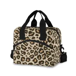 ALAZA Men Women New Insulation Thermal Lunch Bag Fresh Keeping Large Leopard Printed Tote Box Portable One Shoulder Cooler Bags