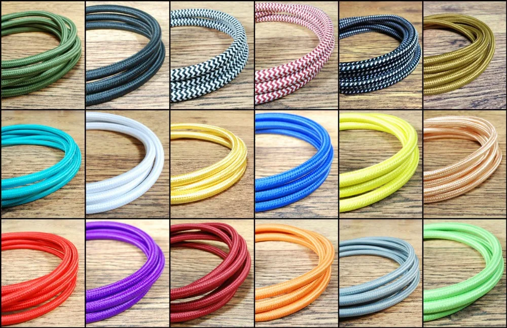 2*0.75mm 2/5M Edison Textile Braided Cable Round Fabric Electrical Wire Chandelier Cable Pendant Lamp Wires Vintage Lamp Cord