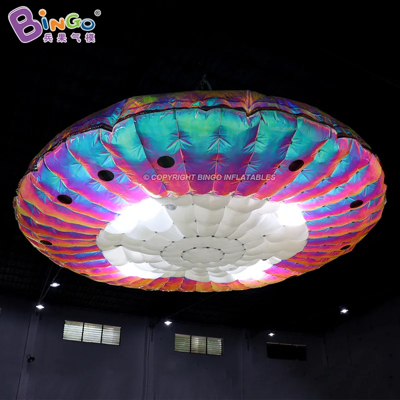 Customized 4 Meters In Diameter Hanging Inflatable Bright UFO Balloon Toys With Lights For Event Stage Decoration - BG-M0316