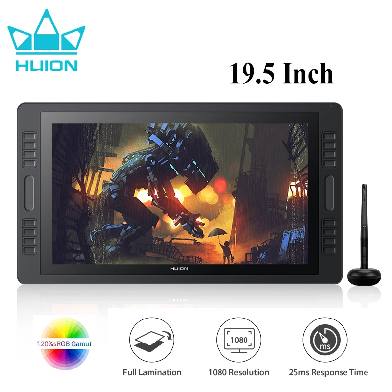 

HUION 19.5 Inch Graphics Tablet Monitor Kamvas Pro 20 2019 Drawing Digital Stylus Pen Display Screen16 Press Keys 2 Touch Bars