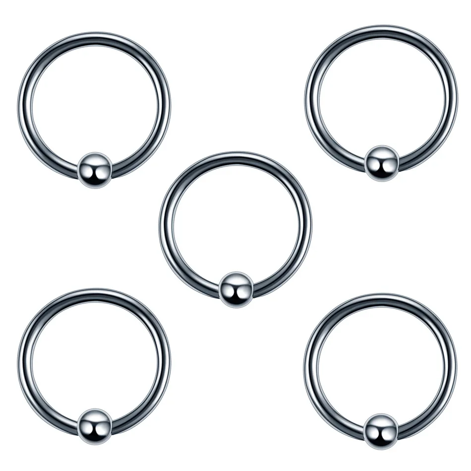 8/60PCS Stainless Steel Tongue Belly Piercing Lot Nose Eyebrow Piercing Bulk Nipple Labret Tragus Piercing Kit Captive Bead Ring