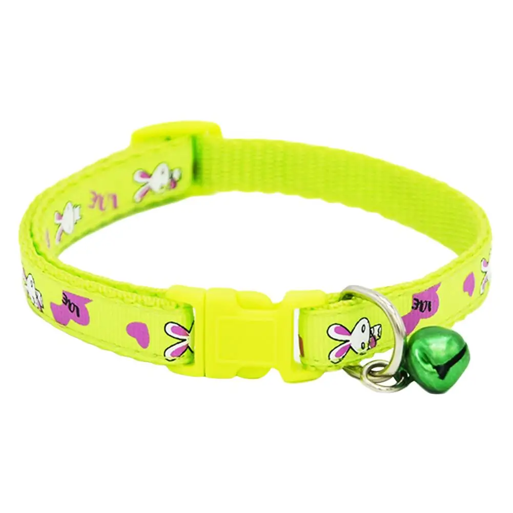 Cute Pet Cat Collar Cartoon Animal Rabbit Printed Quick Release Buckle Polyester Cat Puppy Dog Collar Necklace