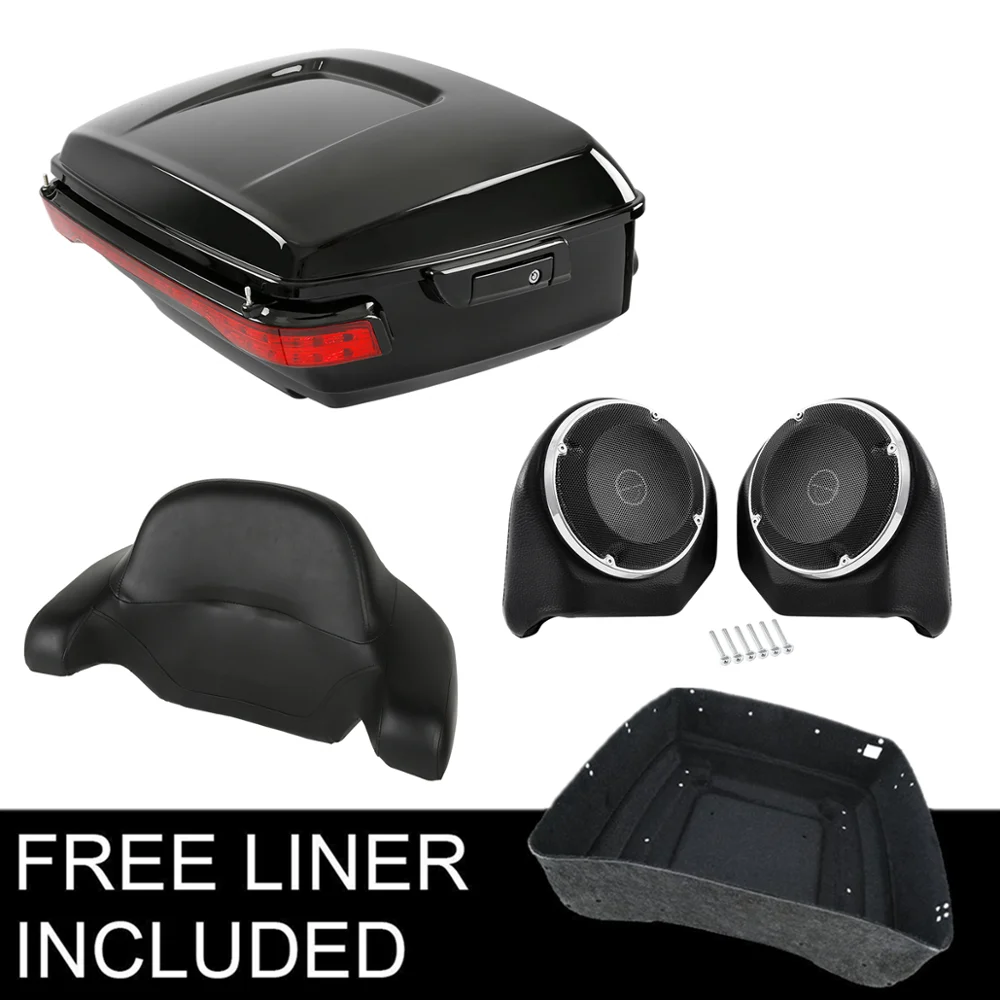 

Motorcycle Tour Pack Trunk Backrest W/ Speakers Light For Harley Touring Road King Road Glide Street Glide Ultra 2014-2023