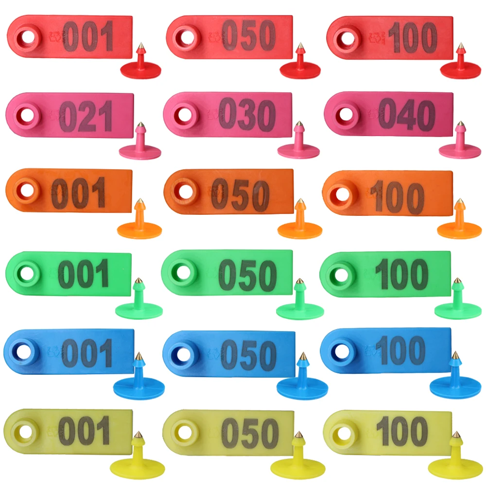 20PCS Sheep Ear Tags Set Plastic Livestock Animal Markers Red Pink Green Blue Yellow Orange for Goat Label Identification Card