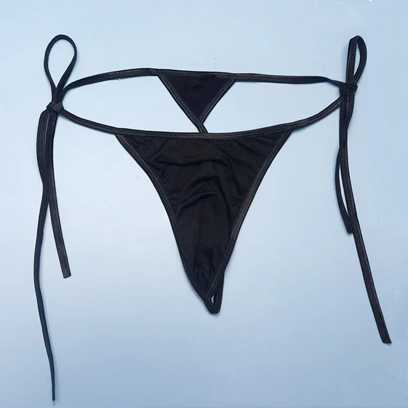 Ropa interior Sexy Gay para Hombre, tangas de seda de hielo, suspensorio, bolsa de pene, transpirable, fina, parte trasera en T