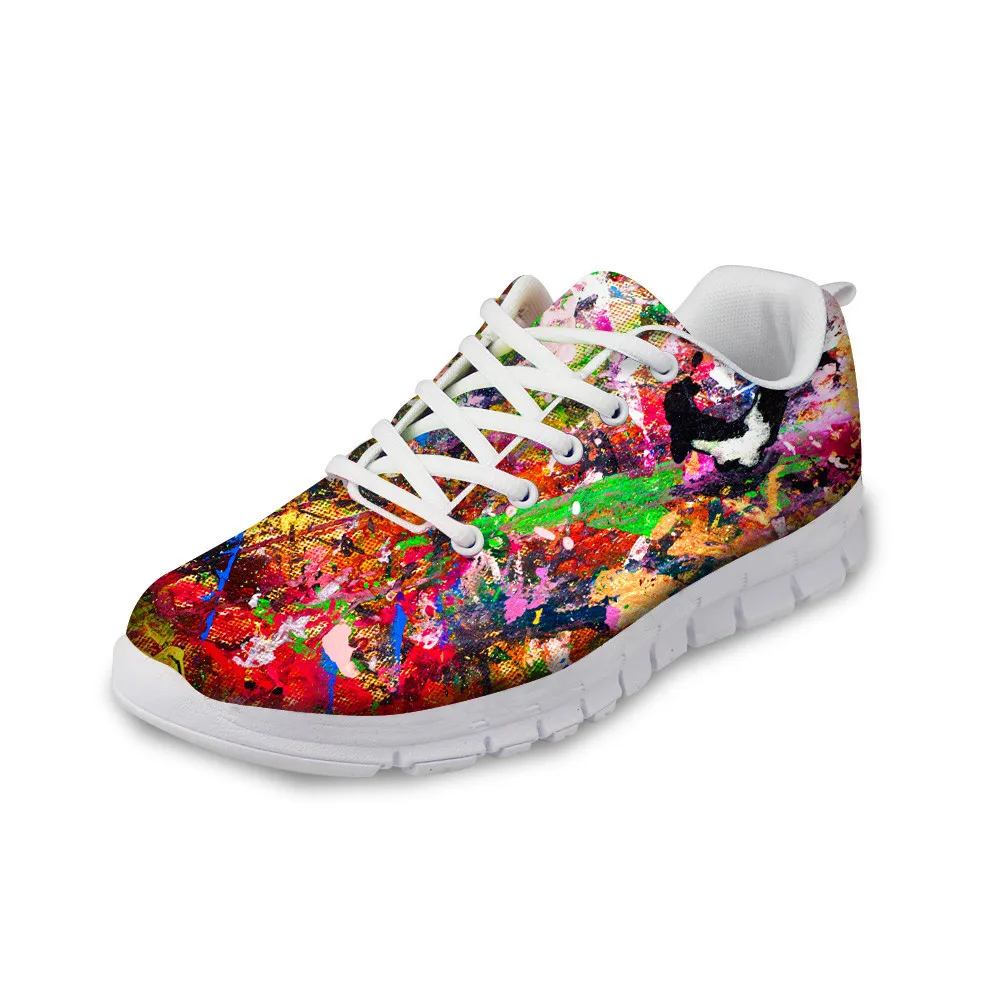 

3D Graffiti Printing Women Casual Sneaker Customized Summer Mesh Shoes for Female Student Light Breathable Flat Shoes