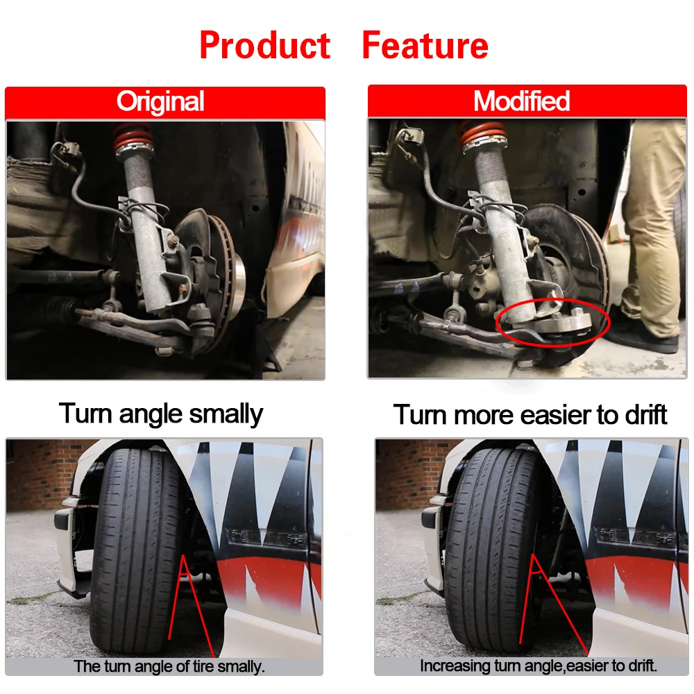 E36 aluminium alloy Adapter increasing turn angles about 25%-30%  For BMW E36 M3 Tuning Drift Power