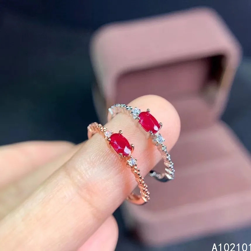 

KJJEAXCMY fine jewelry S925 sterling silver inlaid natural ruby new girl fashion adjustable ring support test Chinese style