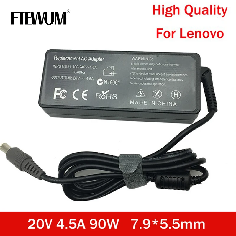 

20V 4.5A 90W 7.9*5.5mm 8 pin AC DC Laptop Adapter For Lenovo X6 X200 X300 T6 T60 R6 Z6 3000 C100 E125 E430 E530 E4 Power Charger