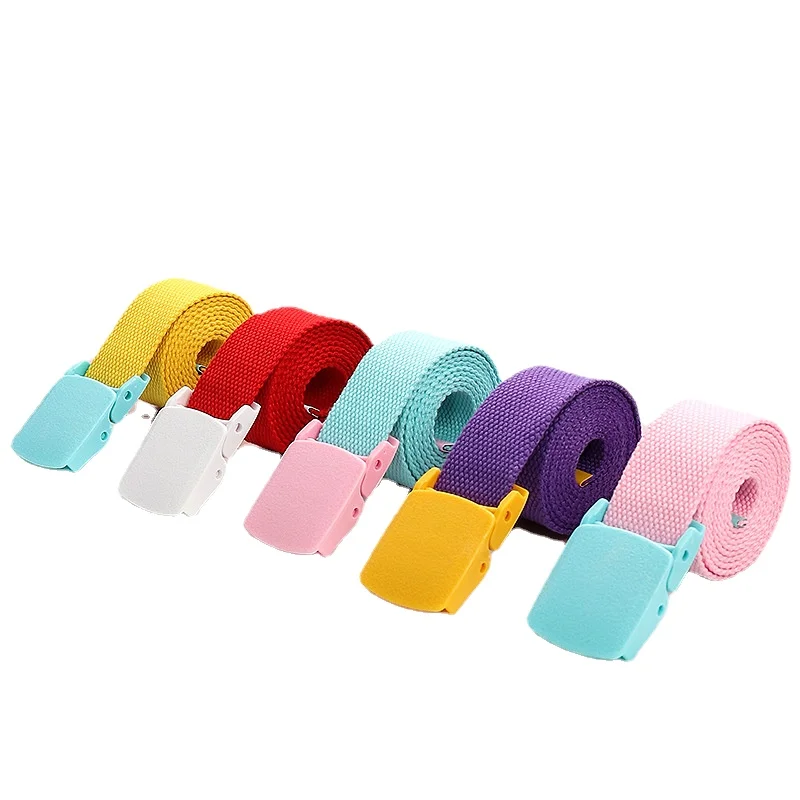 New Plastic Buckle Woven Canvas Belt Child Kids Canvas Belt For Boys Girls Adjustable Children Belts Jeans Pants Students Belts