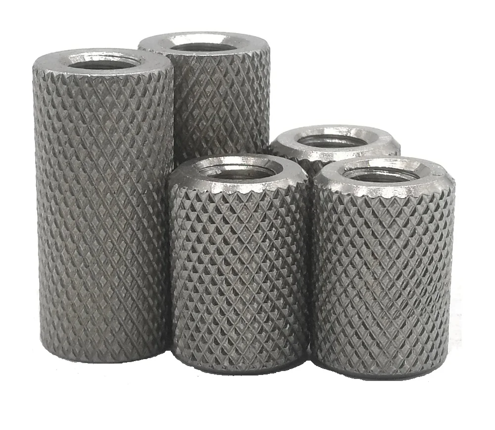 Stainless steel long cylindrical knurled nut hand twisted mesh link adjustment nut M2.5 M4 M5 M6 M8 M10 M12