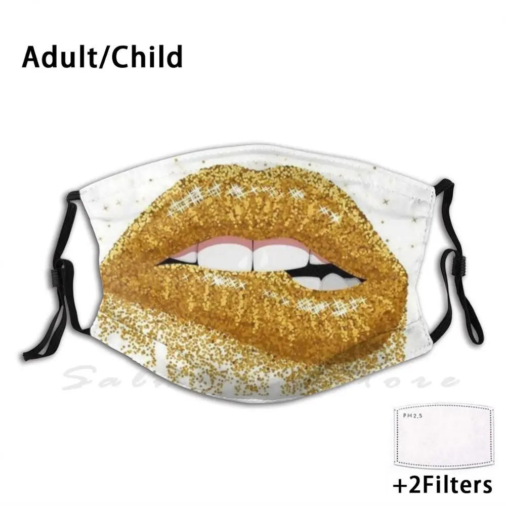 Masque pour la bouche, lèvres dorées, Sexy, pour enfant et adulte, avec filtre, brillant, Diy