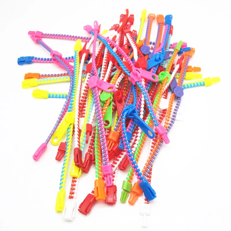 5 pcs/pack Fluorescent Plastic Two-color Zipper Bracelet Creative Plastic Zipper Bracelet For Children Kids Toys Anti-stress Toy