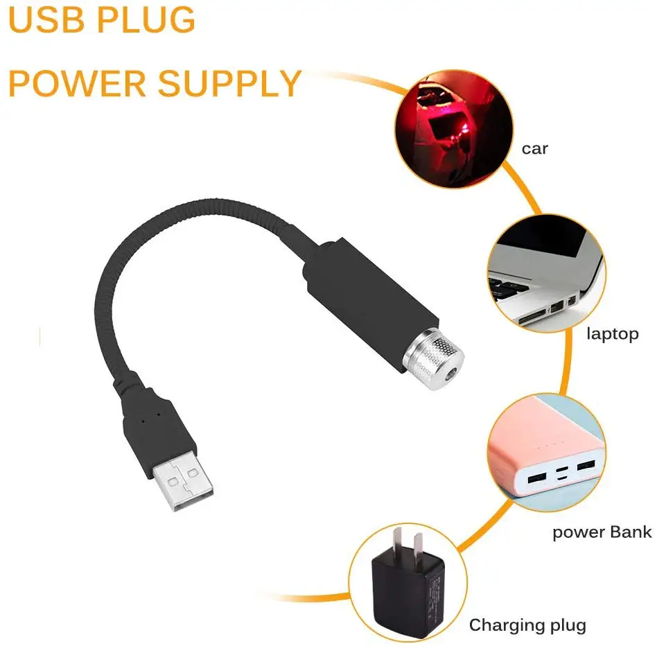 LED 자동차 지붕 분위기 스타 프로젝터 라이트 로맨틱 USB 레이저 무대 조명, 홈 파티 장식 별이 빛나는 빛 침실 DJ