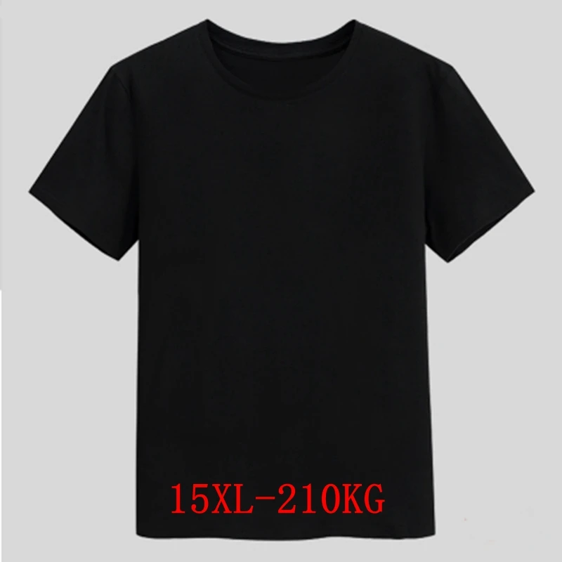 Plus size 15XL 210KG men\'s T-shirt cotton multi-color large 12XL 8XLshort sleeved round neck loose black and white oversized top