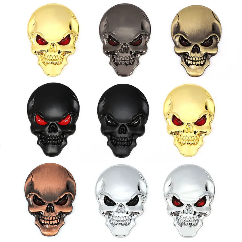 Car Stickers Ghost Skull 3D Metal Chrome Emblem Badge Decal for Audi Honda Toyota Hyundai Dodge Mazda Nissin Skoda Lexus Suzuko