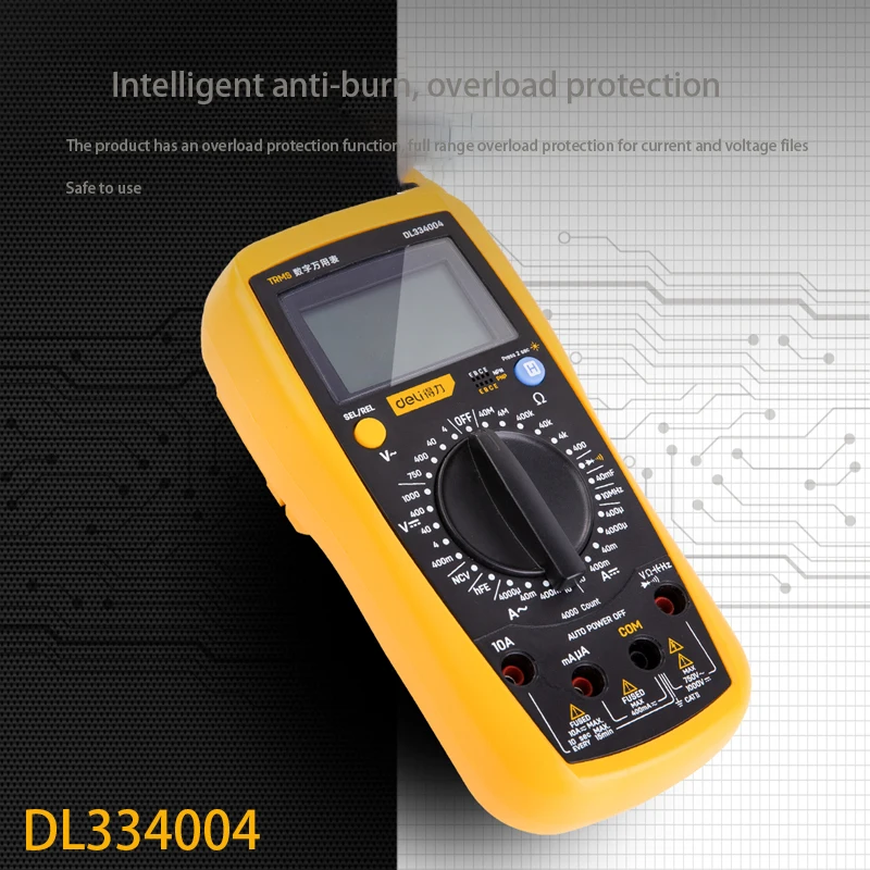 Deli DL334004 Handheld Multimeter Digitale Multimeter Handleiding Range Overbelasting Maximale Weergave 3999 Lntelligent Anti-Burn