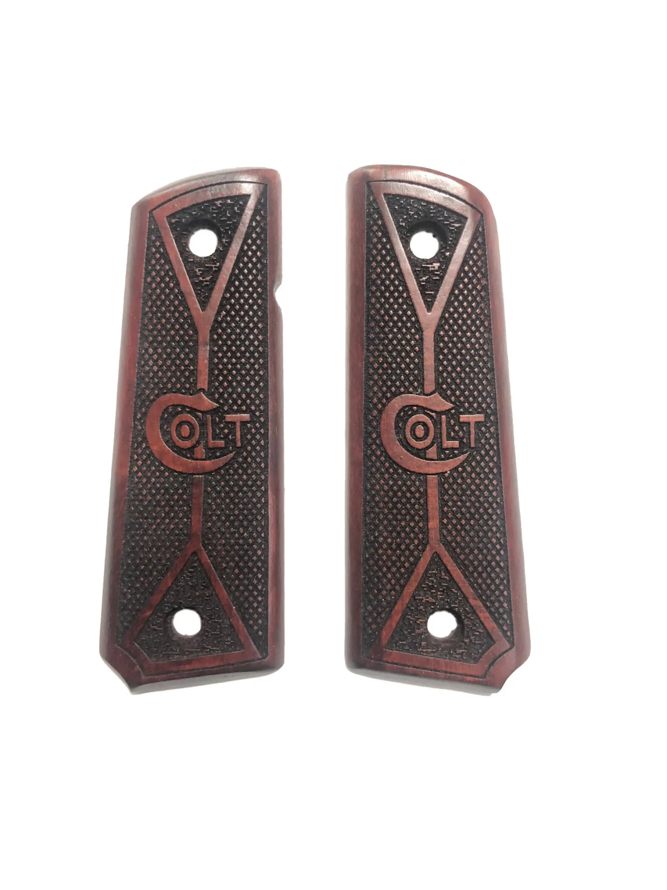 

Colt 1911 Compatible Colt Written Special Series Laser Cut Red Wooden Grip Mod23