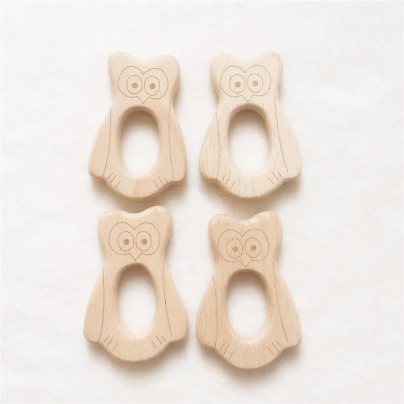 

Chenkai 10pcs Wooden Night Owl Teether DIY Organic Eco-friendly Unfinished Nature Infant Baby Pacifier Rattle Grasping Toy