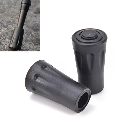 2 Pcs Rubber Tip Carbon Fiber Hike Telescope Stick Nordic Walk Camp Alloy Ferrule Crutch Bar Tungsten Trek Pole Basket