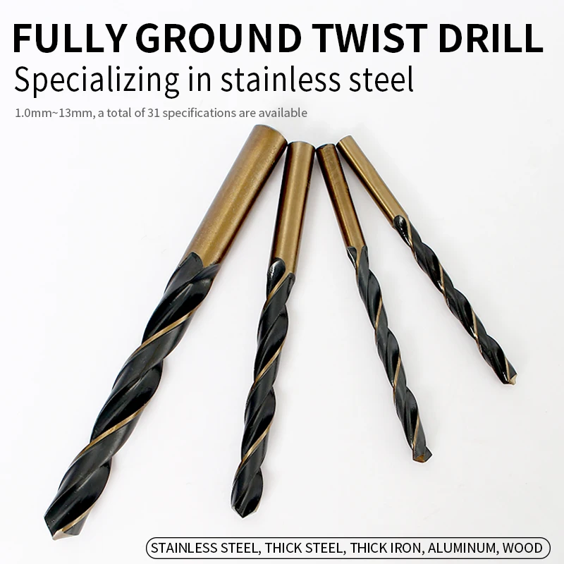 Many kinds of high speed steel titanium coated twist drill bit straight shank bit hand drill 1.0-5.2mm