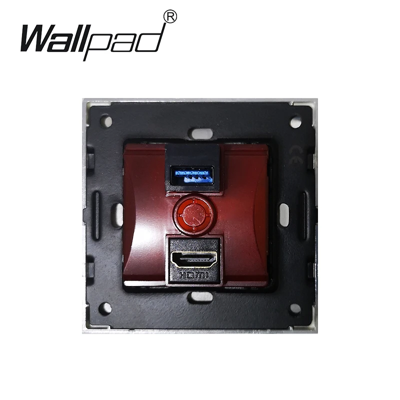 USB HDMI Wall Socket Glass Panel Wallpad USB 3.0 Data Transmission Ports with HDMI Outlet 86mm * 86mm