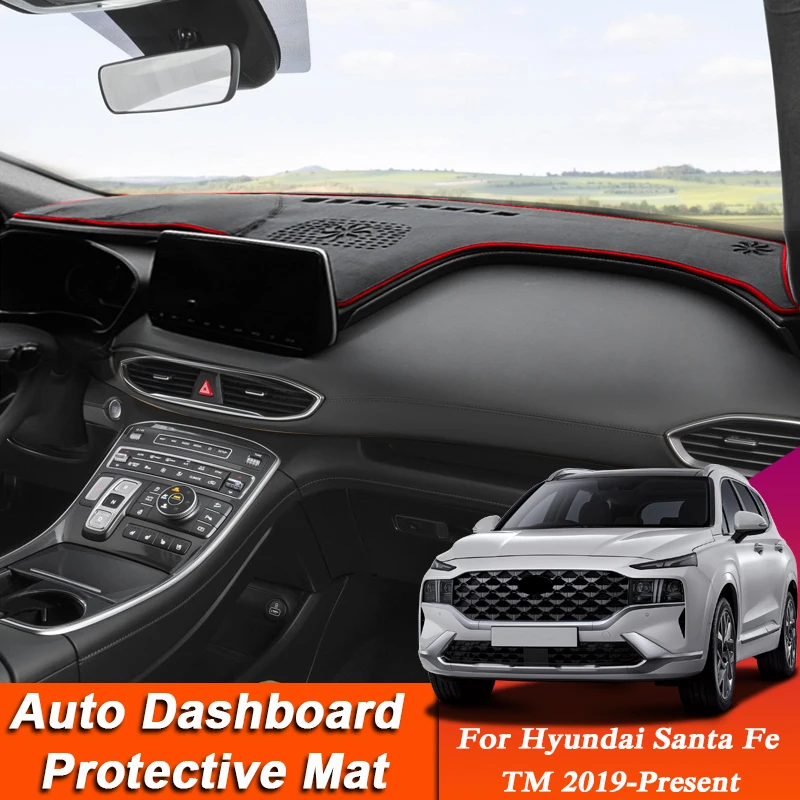 Car Styling For Hyundai Santa Fe TM 2019-Present LHD&RHD Dashboard Mat Protective Interior Anti-Pad Shade Cushion Auto Accessory